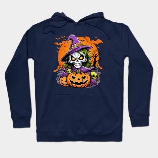 Spooky Halloween - Skull and Pumpkins Hoodie